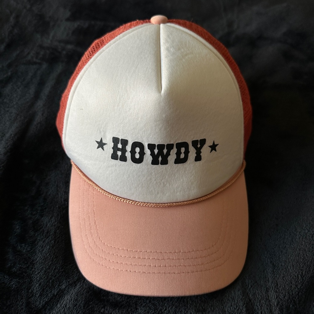 Altar’d State Howdy Trucker Hat Peach and Pink